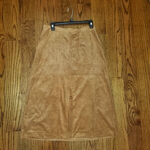 Tan/brown suede/velvet Ces Femme midi skirt